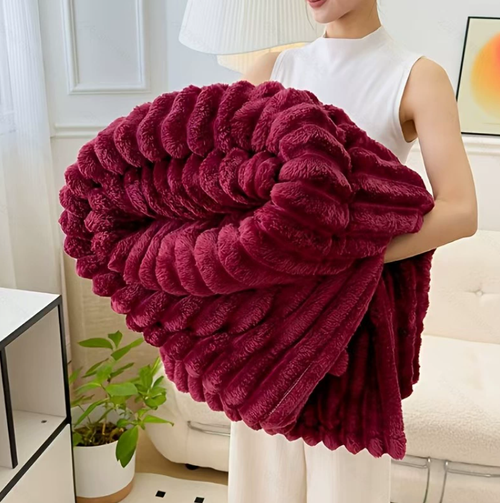 Dropshipful Faux Rabbit Fur Throw Blanket 40 * 60 Inches, Heavy Furry Luxury White Striped Blanket for Couch,Bedroom,Sofa, Warm Thick Fuzzy Tie-Dye Deck Blanket