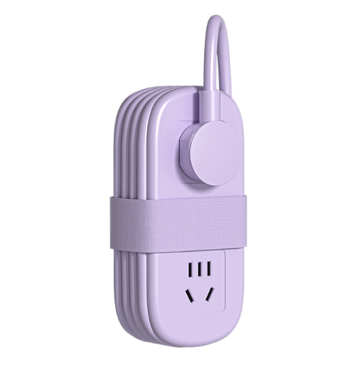 Velocitybe 7 in 1 Power Strip, 7 in 1 Power Strip, Frontaley 4 Outlets 3 USB Ports, with Non Surge Protector, for Home, Office, Travel, College Dorm,Portable mini Powerstrip (Purple)