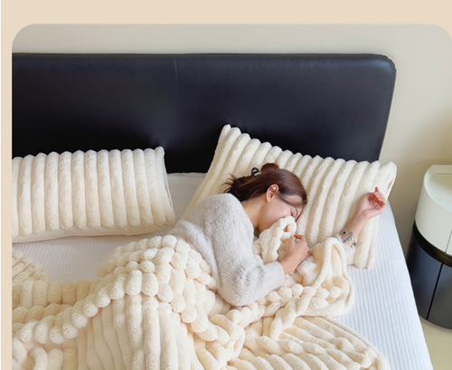 Striped fleece pillowcase multi-functional nap sofa cushion car pillowcase Fale fleece air conditioner pillowcase