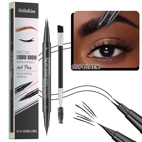 Microblading Eyebrow Pen Waterproof, Eyebrow Pencil, Brow Pencil 2-in-1 Dual-EndedMicroblading Eyebrow Pen with MicroFork-Tip and Precise Brush for Natural Makeup All Day
