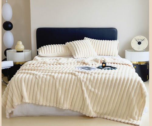 Striped fleece pillowcase multi-functional nap sofa cushion car pillowcase Fale fleece air conditioner pillowcase