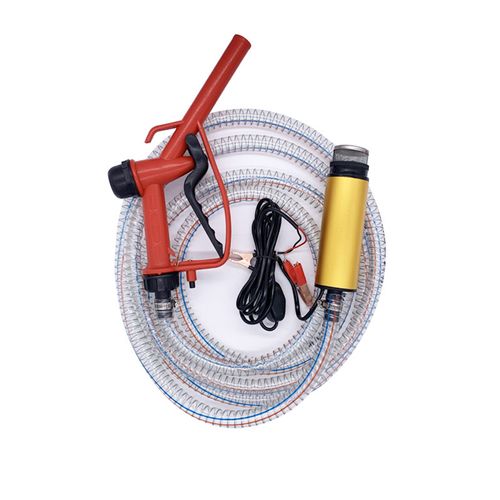 stainless Steel Booster Pump Lawn Jet pumps Dc 12v-24v Oil Pump, 5 Meter Steel Oil Hose Submersible Fuel Pump, Electric Submersible Pump Refueling Gun Combination Set for Home Garden Water Transport I