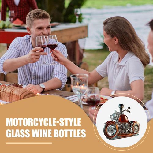 Motorcycle Whiskey Decanter | Glass Motorbike Whiskey Bottle | 2025 New Motorcycle Whisky Wine Bottle Decanter | Retro Motorbike Whisky Dispenser Home Bar Decor for Man Whiskeys Gift