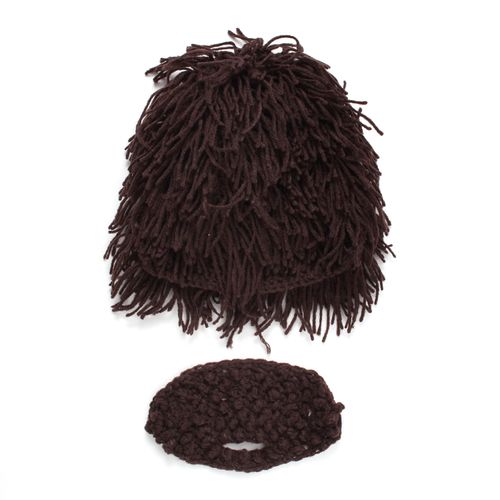 Creative Barbarian Knit Beard Hat Funny Knit Cap Wig Beanie Hats Beard Facema...