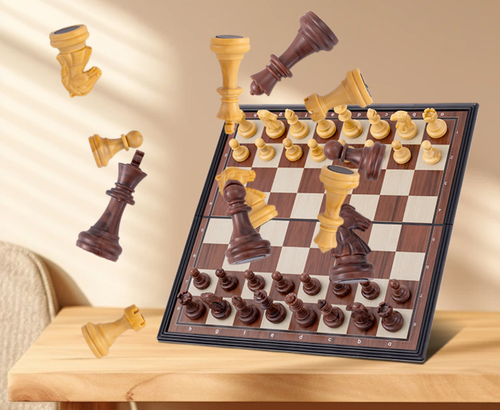 LEAP Wooden Chess Set Magnetic Travel Size 13 Inches - 2 Extra Queens - Magnetic Folding Board, Handmade Portable Travel Chess Board Game Sets with Pieces Storage Slots - All Adults and Beginner
