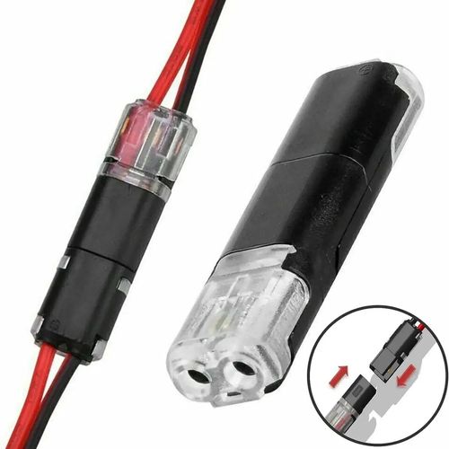 Two-Wire Connector with Locking Buckle, Double-Wire Plug-in Connector with Locking Buckle, 2 Pin 2 Way Compact Wire Terminals, Quick Splice Wire Wiring Connector for AWG 22-18