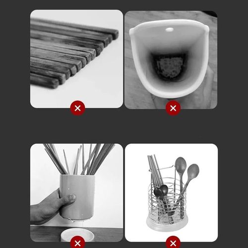 Wall Mounted Kitchen Utensil Holder, Tableware Wall Drainer With Lid Multifunctional Chopstick Cage Punch Free Dustproof Draining Cage Utensil Organizer( Air Dried Black)
