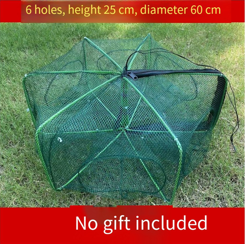 Windyun 1 Pcs Foldable Fishing Net Landing Net with Telescoping Pole Handle Collapsible Crab Trap Hexagon Fishing Bait Trap with Rope and Lure Bag for Crab Crayfish Shrimp(Army Green)