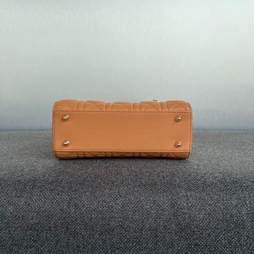 Christian Dior  Calfskin Cannage Small My ABCDior Lady Dior Tan