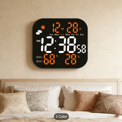 Digital Wall Clock with Temperature Calendar LED Digital Alarm Clock for Living Room Kitchen Classroom Decor Clocks