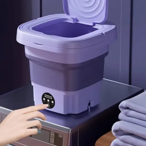 MOCOFO 8L Folding Washing Machine - Mini Portable Washer for Camping, RV, Travel - Ideal for Underwear, Bra, Socks - Large Capacity, Home Use（purple）