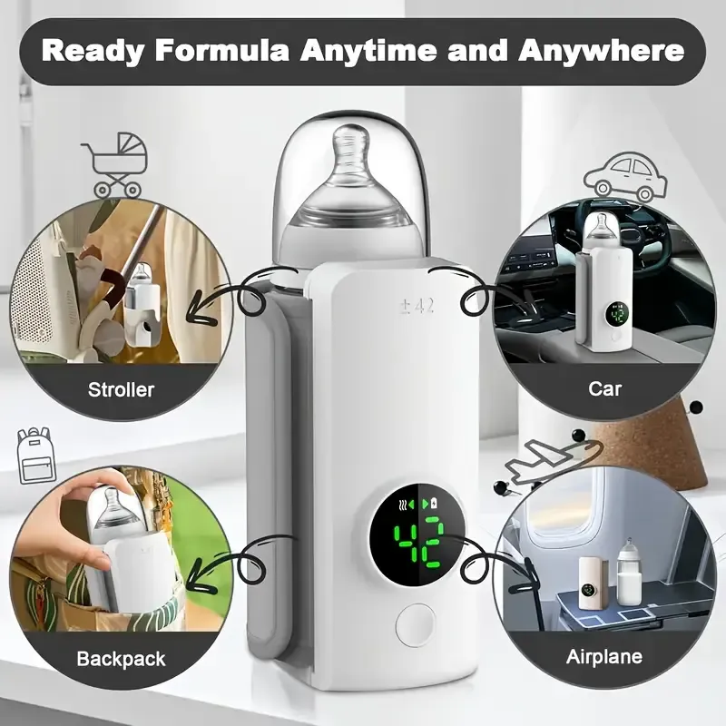 Portable Youngsters Bottle Warmer, Suitable for Travel, Quick Heating, Constant Heating for Up to 5 Hours, Accurate Temperature Control, Comfortable Feeding Anywhere, Waterless Heating Mil
