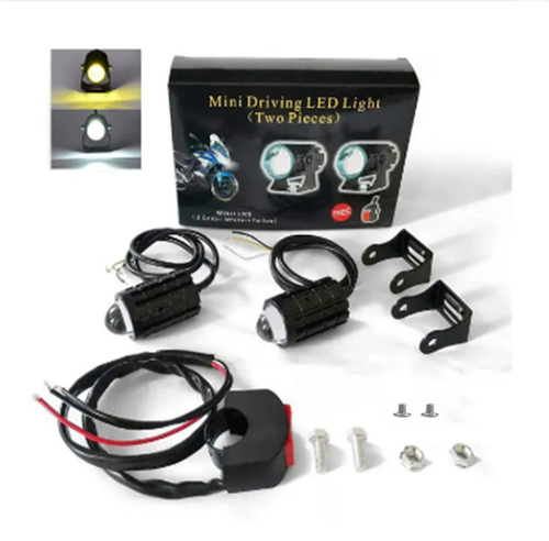 2pcs Super Bright 24W LED Two-Color White Amber Spotlight + 2pcs ON-ON-OFF Switch, Waterproof auxiliary Motorcycle Headlight Fog Light, Universal For Car Truck ATV Offroad SUV Driving Work Spot Lamp