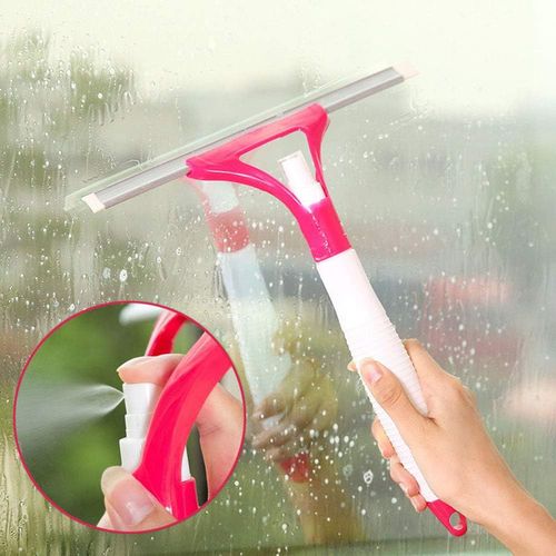 Window Cleaning Squeegee Tool, Multipurpose Spray Window Glass Wiper Brush Scraper Squeegee Home Cleaning Tool Random Color