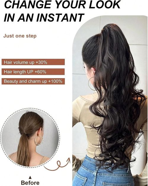 60 cm Hairpiece Ponytail Extensions Braid Hair Extension Braid Hairpiece with Clip Pony Hairpiece Real Hair Braids Extensions Hair Topper Women's Real Hair Ponytail