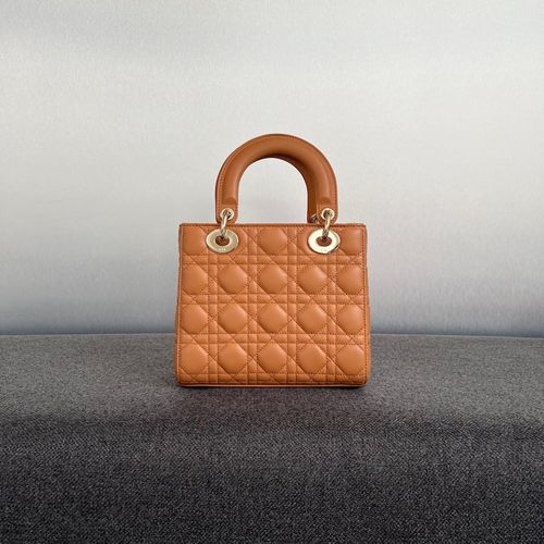 Christian Dior  Calfskin Cannage Small My ABCDior Lady Dior Tan