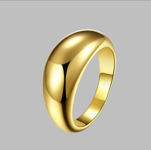 Elegant Women Jewelry Waterproof Stainless Steel PVD Plated Thick Chunky Dome Rings Statement Tarnish Free Engraved Ring Women