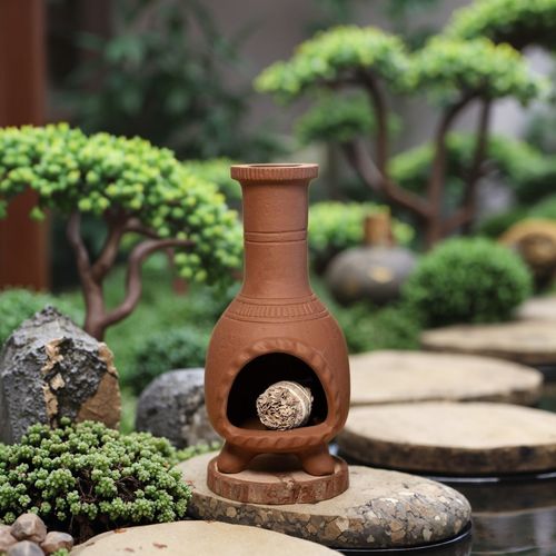 Palo Santo Mini Chiminea - Elegante soporte de incienso de cerámica para limpieza y relajación - Soporte de textura de salvia hecho a mano, ideal para meditación y altares - Diseño duradero para quemar palos