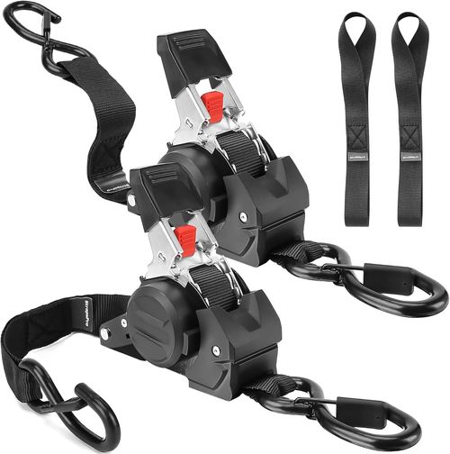 Retractable Ratchet Straps, 1763lb Break Strength Self Retracting Ratchet Straps Heavy Duty with Soft Loops, 10FT Auto Tie Down Straps Easy Retract for Motorcycle, Truck, Securing Cargo