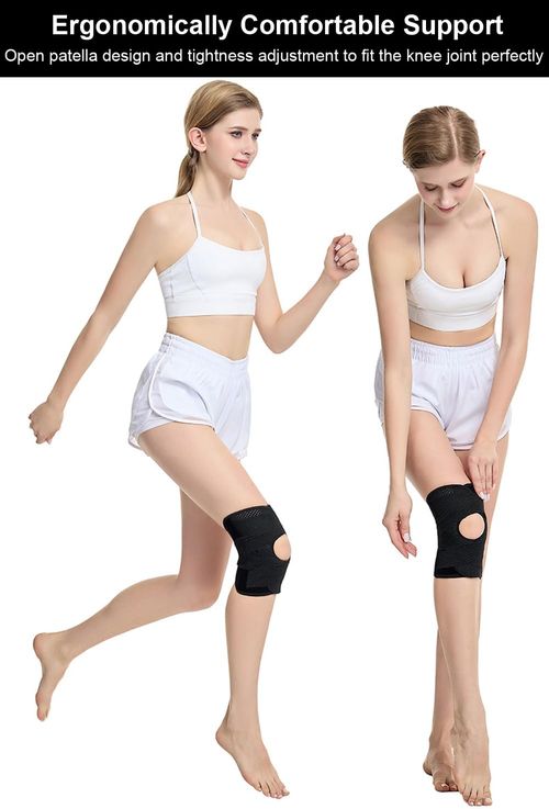 Knee Brace for Women Men Knee Braces for Knee Pain, Adjustable Compression Sleeve Knee Brace for Meniscus Tear with Side Stabilizers (Black, Medium)