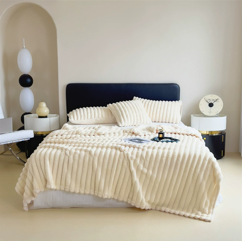 Dropshipful Faux Rabbit Fur Throw Blanket 40 * 60 Inches, Heavy Furry Luxury White Striped Blanket for Couch,Bedroom,Sofa, Warm Thick Fuzzy Tie-Dye Deck Blanket