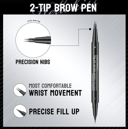 Microblading Eyebrow Pen Waterproof, Eyebrow Pencil, Brow Pencil 2-in-1 Dual-EndedMicroblading Eyebrow Pen with MicroFork-Tip and Precise Brush for Natural Makeup All Day