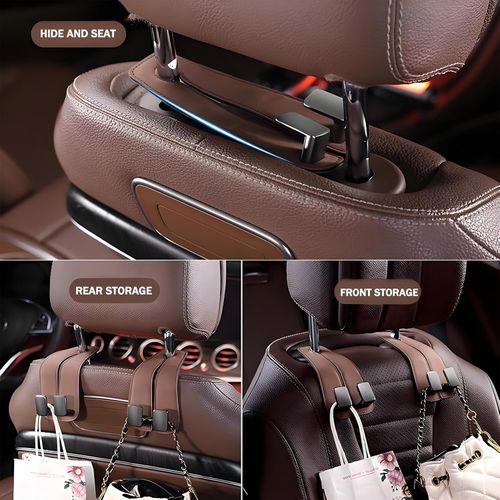 2pcs Car Seat Headrest Hooks for Mercedes Benz 220d 260 300 300d 300e 300de 400d Car Seat Hooks Purse Hook for Car Double Headrest Hooks Purse Holder   Mobile Phone Holder,Grey