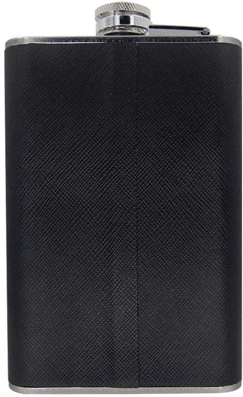 Stainless Steel 8oz Shot Flask Hip Flask With Built in Collapsible Cup (Black)
