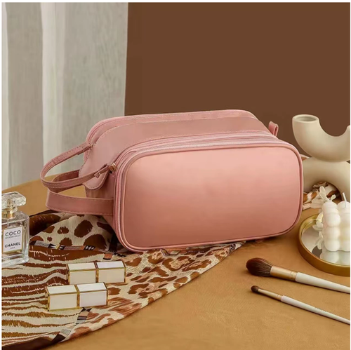 Three-layer Double Zipper U-shaped Cosmetic Bag
