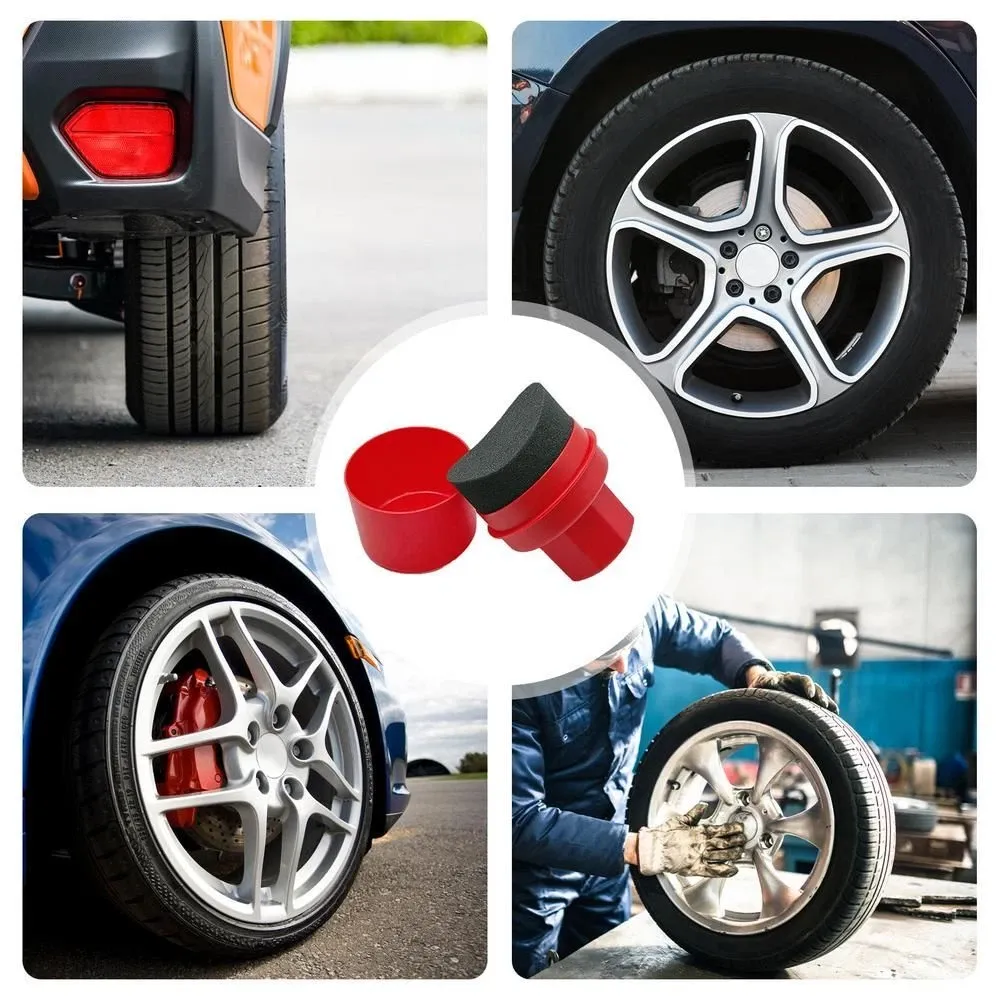 Car Tire Waxing Sponge Car Wax Applicator Pad with Lid Curved Shaped Easy Waxing