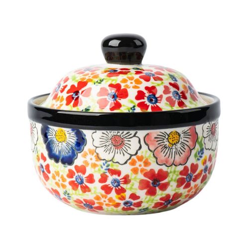 Hand-painted ceramic stew pot for home use, retro style with lid soup Fanhua Impression stew pot