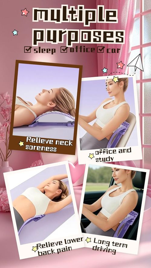 Lumbar Support Board 4 Level Adjustable Back Stretcher for Pain Relief for Spine Decompression, Home Back Massage  Chiropractor Cracker Board