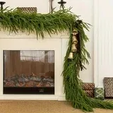Btomtd 180cm Artificial Norfolk Rattan Garland Christmas Decor for Table Fireplace Wall Home Decoration with Vines, Green