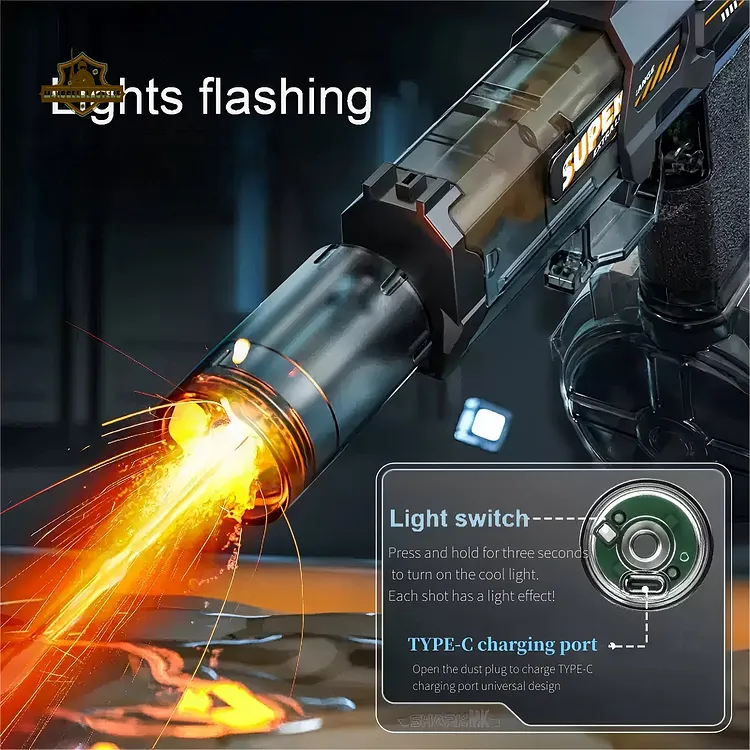 Firelight Ice Mouse Electric Water Gun – Powerful Rechargeable Blaster with Flash Effects