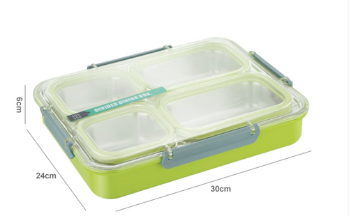 Mylindde Bento Box, Leakproof Lunchbox, Food Storage Box, Stainless Steel Lunch Box, Leakproof Bento Box, for Adults Kids Teens (Transparently, Green)