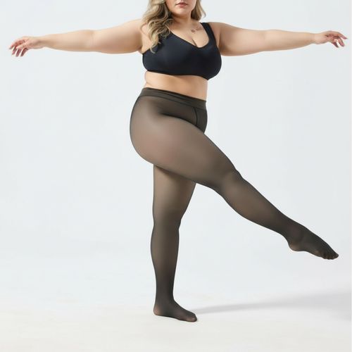 Women Warm Fleece Translucent Pantyhose Tights Fake Translucent Fleece Winter Thermal Pantyhose Leggings for Women