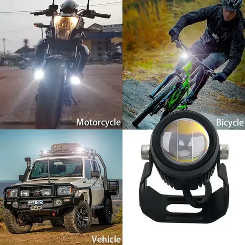 2pcs Super Bright 24W LED Two-Color White Amber Spotlight + 2pcs ON-ON-OFF Switch, Waterproof auxiliary Motorcycle Headlight Fog Light, Universal For Car Truck ATV Offroad SUV Driving Work Spot Lamp