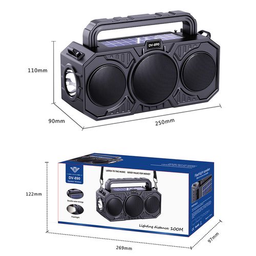 Dual solar-powered high-capacity wireless Bluetooth speaker