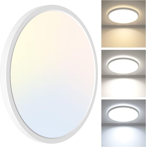 zemty 28W 3200LM LED Deckenleuchte Flach, Warmweiß Neutralweiß Kaltweiß Wählbar Deckenlampe Rund, Ø23.5cm Ultra Dünn Modern LED Lampen Deckenlampen, Deckenleuchten Badezimmer Lampe für Küche Flur Energieklasse F