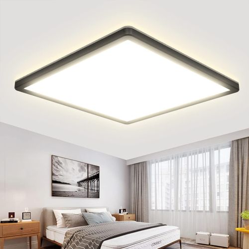 LED Deckenleuchte Flach Neutralweiß 4000K, 28W 2650LM Deckenlampe LED Panel, 29.5x2.5 cm Schwarz Ultra Dünn LED Lampen Deckenlampen für 107-207sq ft Schlafzimmer Wohnzimmer Küche Bad Keller Balkon