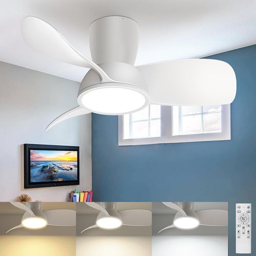 slochi Leiser Deckenventilator mit Beleuchtung 30dB, 76cm Durchmesser Großem Luftvolumen Deckenventilator mit Fernbedienung Timing Funktion, Einstellbare Helligkeit des 3000K 4500K 6000K Deckenleuchte Energieklasse F