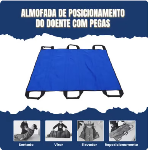 Patient transfer pad with 6 reinforced handles, multifunctional bed support, for the elderly