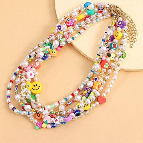 🔥Creative Letter Pearl Bead Layered Necklace