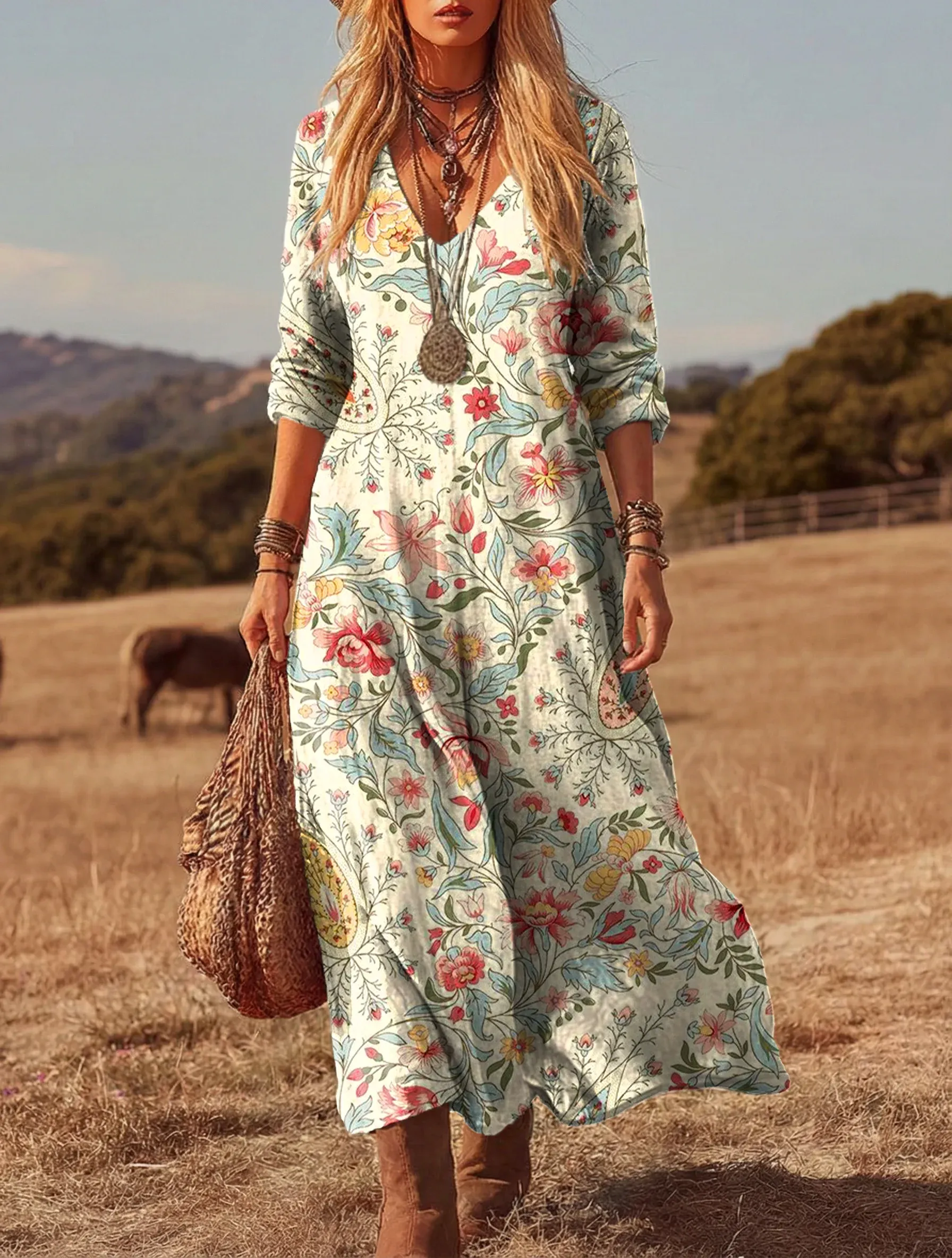 Dámské vintage bavlněné šaty s potiskem