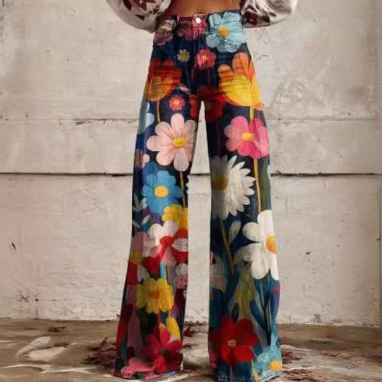 Dámské kalhoty Plus Size s potiskem pro volný čas