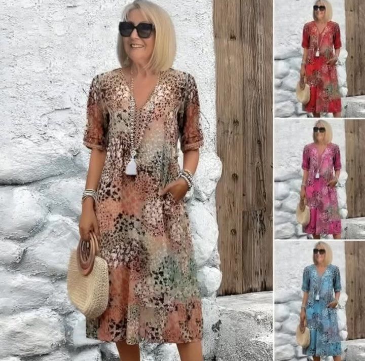 【S-3XL】💮Dýchatelné šaty s vintage potiskem