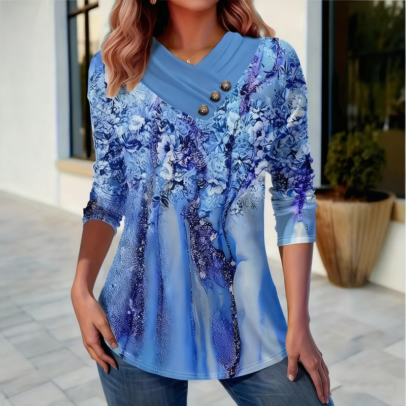 Tričko s dlouhým rukávem a výstřihem do V