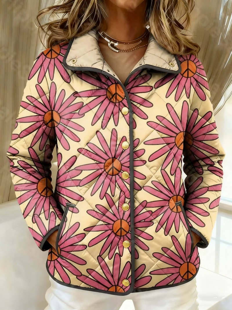 Luxusní dámská bunda ze 100 % peří s originálním potiskem