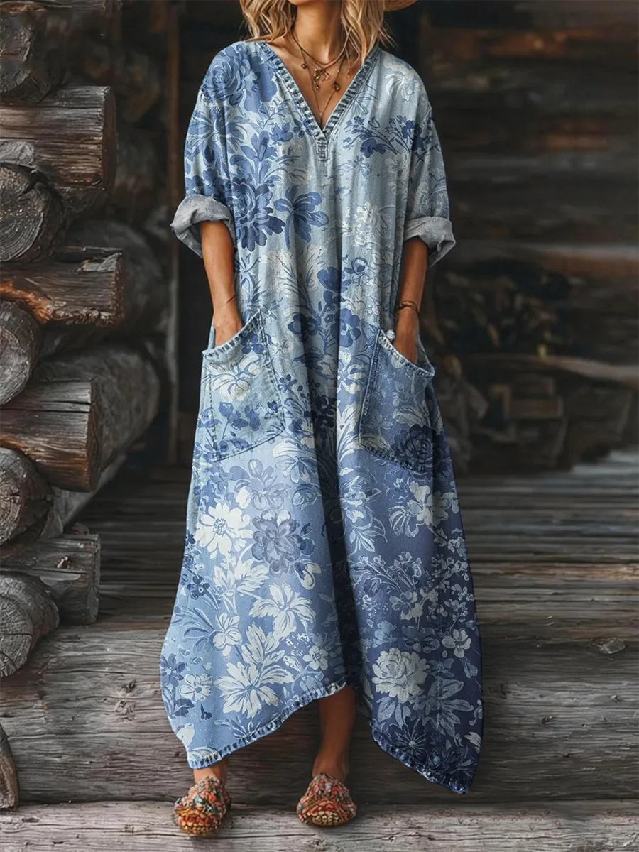 Dámské vintage bavlněné šaty s potiskem