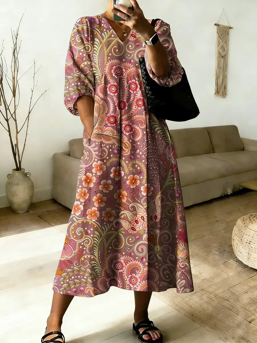 2026 Bavlněné lněné šaty s výstřihem do V